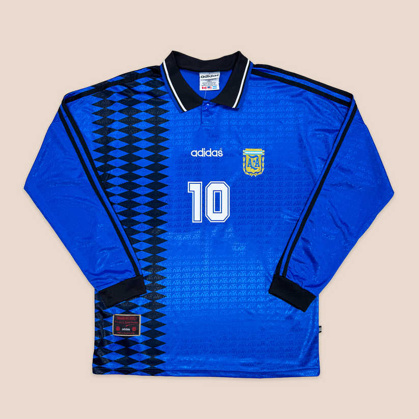 Camisa Argentina Visitante 1994 Manga Longa - Azul Marinho e Diamantes