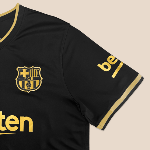 Camisa FC Barcelona 20/21 Away - Preto e Ouro Metálico