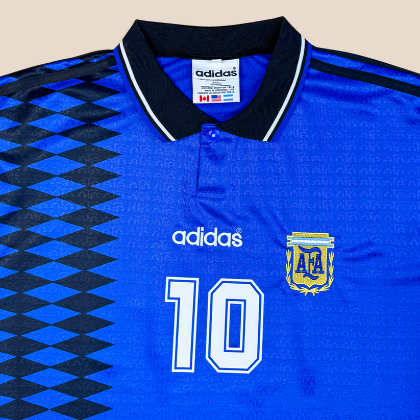 Camisa Argentina Visitante 1994 Manga Longa - Azul Marinho e Diamantes