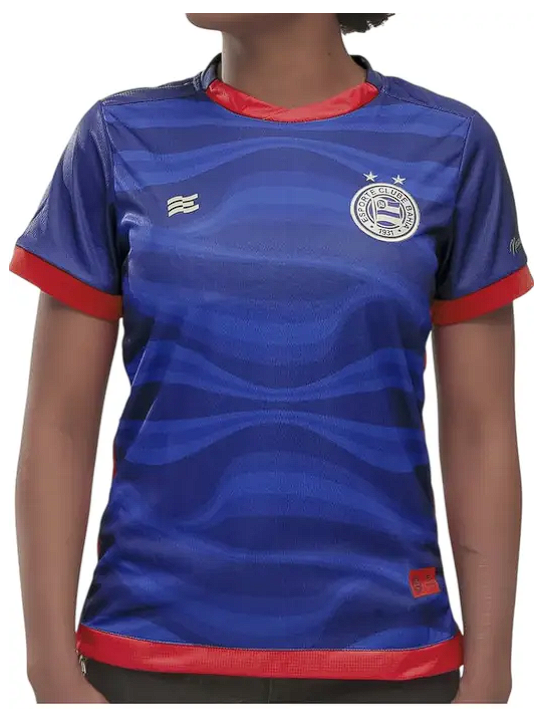 Camisa Bahia III 24/25 - Versão Feminina Baby Look Azul e Vermelho