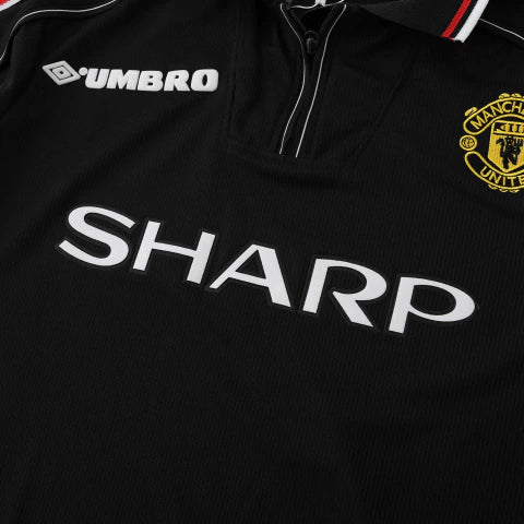Camisa Manchester United Reserva Away II Retrô 1998 Torcedor Masculina - Preto