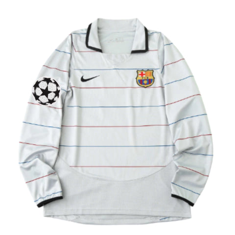 Camisa Retrô Manga Longa Barcelona Reserva Away II 03/04 Torcedor Masculina - Cinza