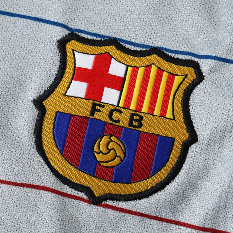 Camisa Retrô Manga Longa Barcelona Reserva Away II 03/04 Torcedor Masculina - Cinza