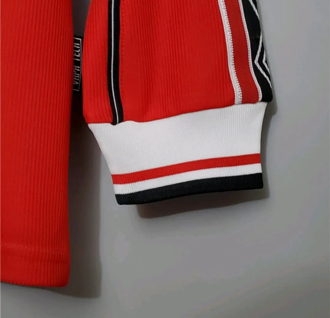 Camisa Retrô Manga Longa Manchester United 1998 Masculina - Vermelha