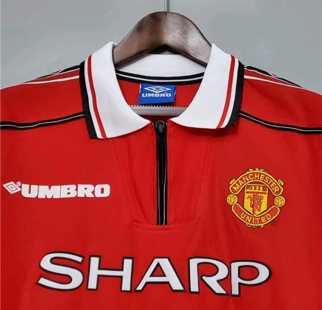 Camisa Retrô Manga Longa Manchester United 1998 Masculina - Vermelha