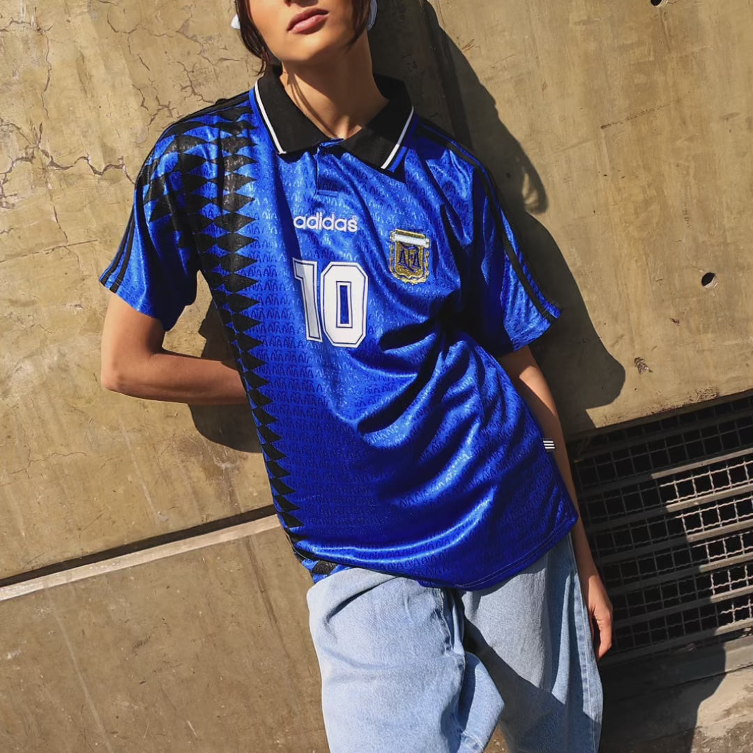 Camisa Argentina Visitante 1994 - Azul Marinho e Diamantes