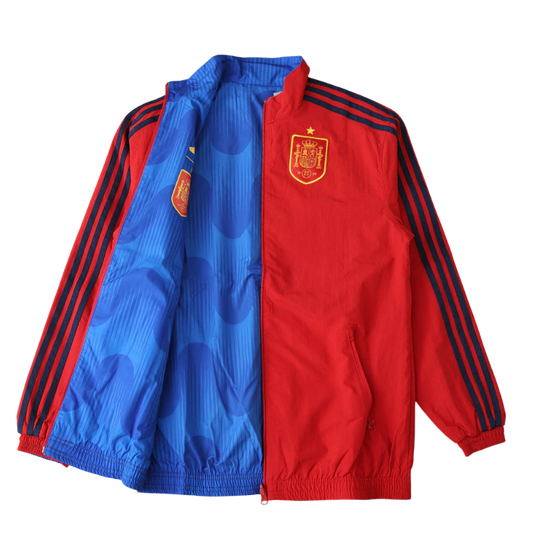 Jaqueta Espanha 24/25 Masculina-Dupla-Face azul e vermelha