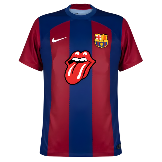 Camisa I Barcelona x Rolling Stones 23/24 Edição Especial - Vermelha e Azul Masculina