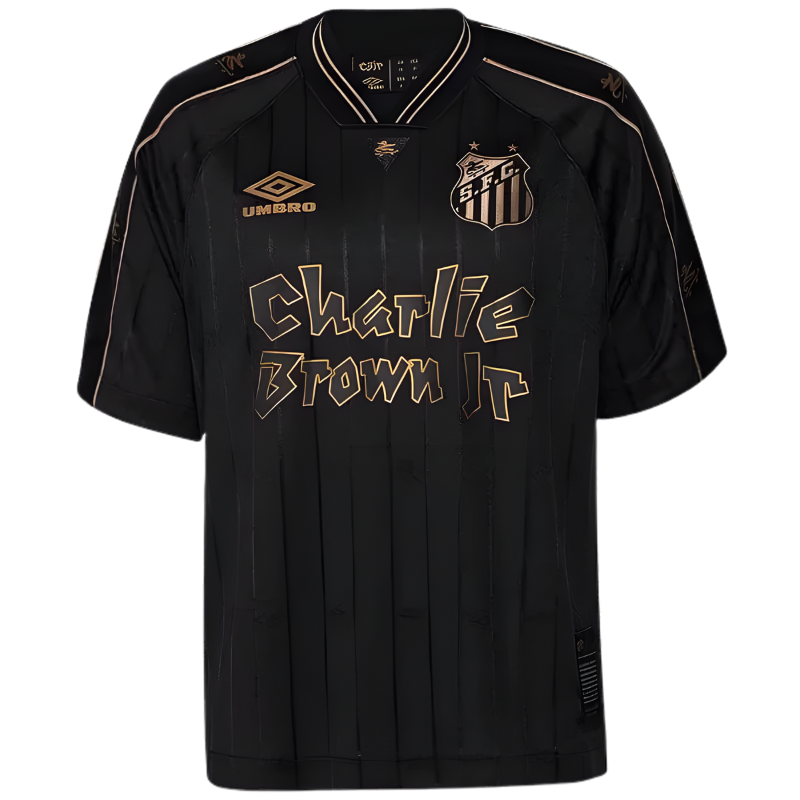 Camisa Santos Charlie Brown JR 24/25 Masculina - Preta e Dourada