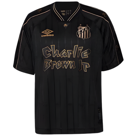 Camisa Santos Charlie Brown JR 24/25 Masculina - Preta e Dourada