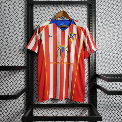 Camisa Retrô Atletico de Madrid 04/05 Torcedor Adidas Masculina - Vermelho e Branco