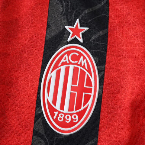 Camisa Milan titular /25/26 Jogador - Vermelho e Preto