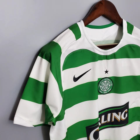 Camisa Celtic Retrô Titular Home I 05/06 Torcedor Nike Masculina - Verde e Branco