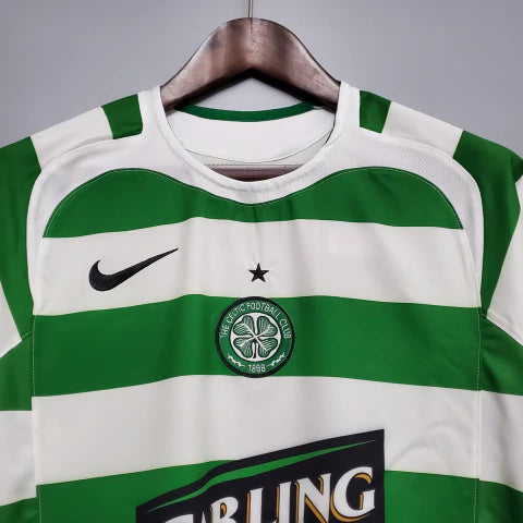 Camisa Celtic Retrô Titular Home I 05/06 Torcedor Nike Masculina - Verde e Branco