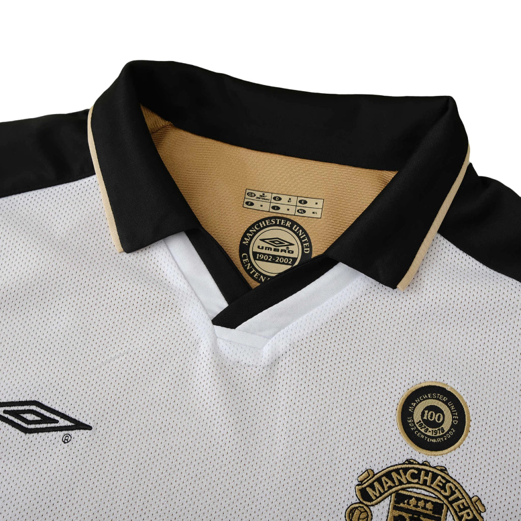 Camisa Manchester United Dupla Face 100 ANOS Retrô 01/02 Torcedor Masculina - Branco