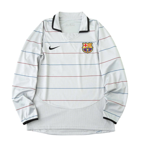 Camisa Retrô Manga Longa Barcelona Reserva Away II 03/04 Torcedor Masculina - Cinza