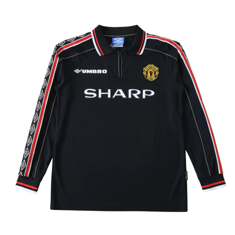 Camisa Retrô Manga Longa Manchester United Reserva 1998 Masculina - Preto