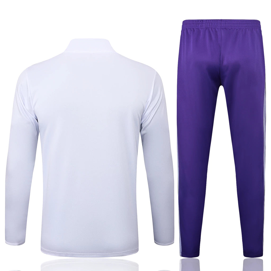 Real Madrid - Conjunto de Treino - Agasalho 25/26 Masculina - Branco e Roxo