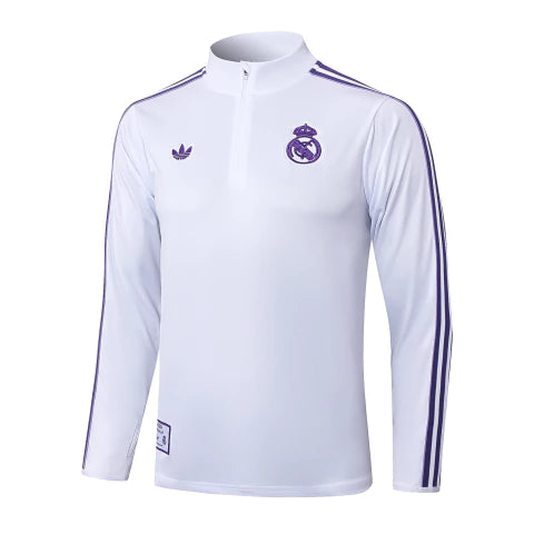 Real Madrid - Conjunto de Treino - Agasalho 25/26 Masculina - Branco e Roxo
