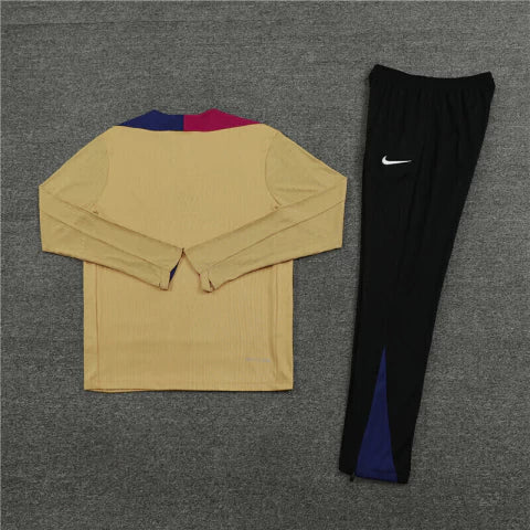 Barcelona Conjunto de Treino - Agasalho 24/25 Masculina - Bege