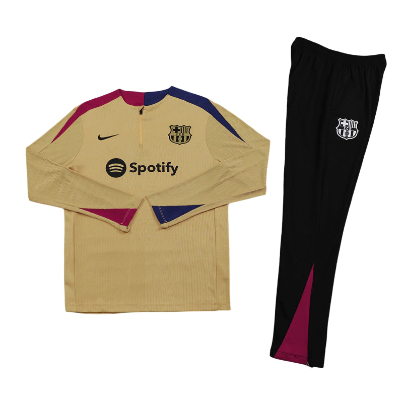 Barcelona Conjunto de Treino - Agasalho 24/25 Masculina - Bege