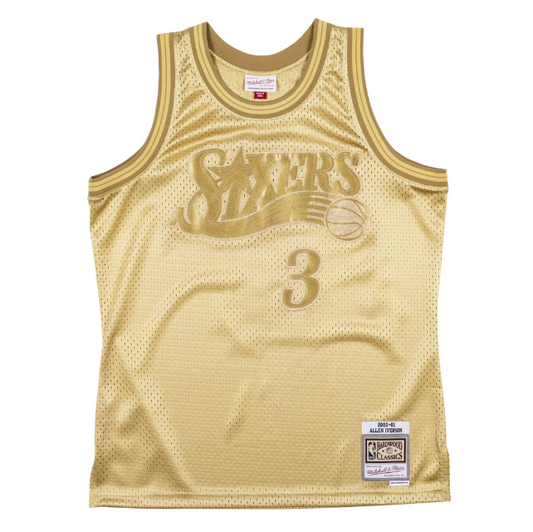 Regata NBA Authentic Philadelphia 76ers Mitchell & Ness Hardwood Classics Allen Iverson Gold Edition 2000/01